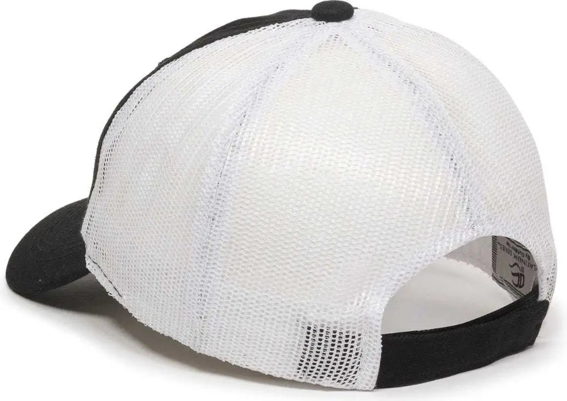 Oc Sports Fwt-130 Garment Wash Mesh Back Baseball Cap - Black White