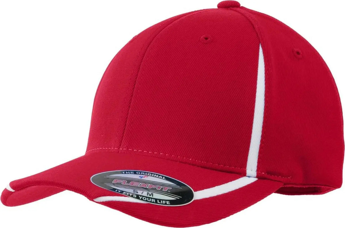 Sport-tek Stc16 Flexfit Performance Colorblock Cap - True Red White - 6 5/8’’ - 7 1/8’’
