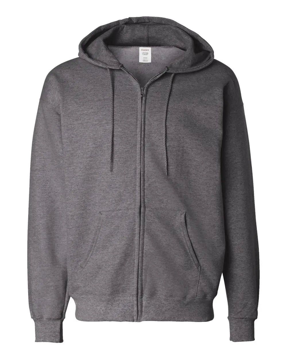 Hanes F280 Ultimate Cotton® Full-zip Hooded Sweatshirt - Charcoal Heather - Dark Gray / s