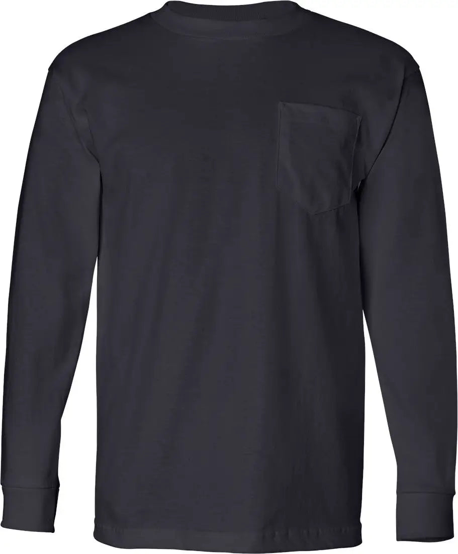 Bayside 8100 Usa-made Long Sleeve Pocket T-shirt - Navy