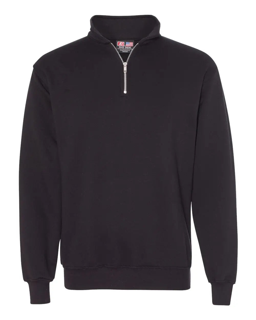 Bayside 920 Usa-made Quarter-zip Pullover Sweatshirt - Black - s