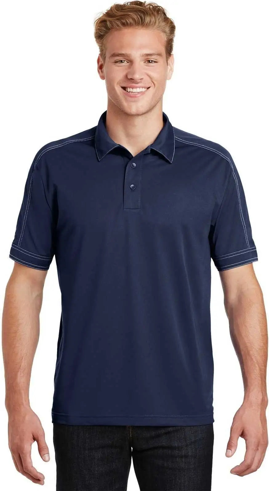 Sport-tek St659 Contrast Stitch Micropique Sport-wick Polo - True Navy