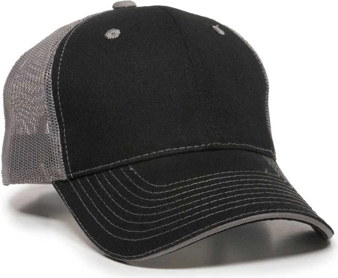 Oc Sports Gwt-101m Adjustable Mesh Back Cap - Black Grey - Gray / 6 7/8’’ - 7 1/2’’