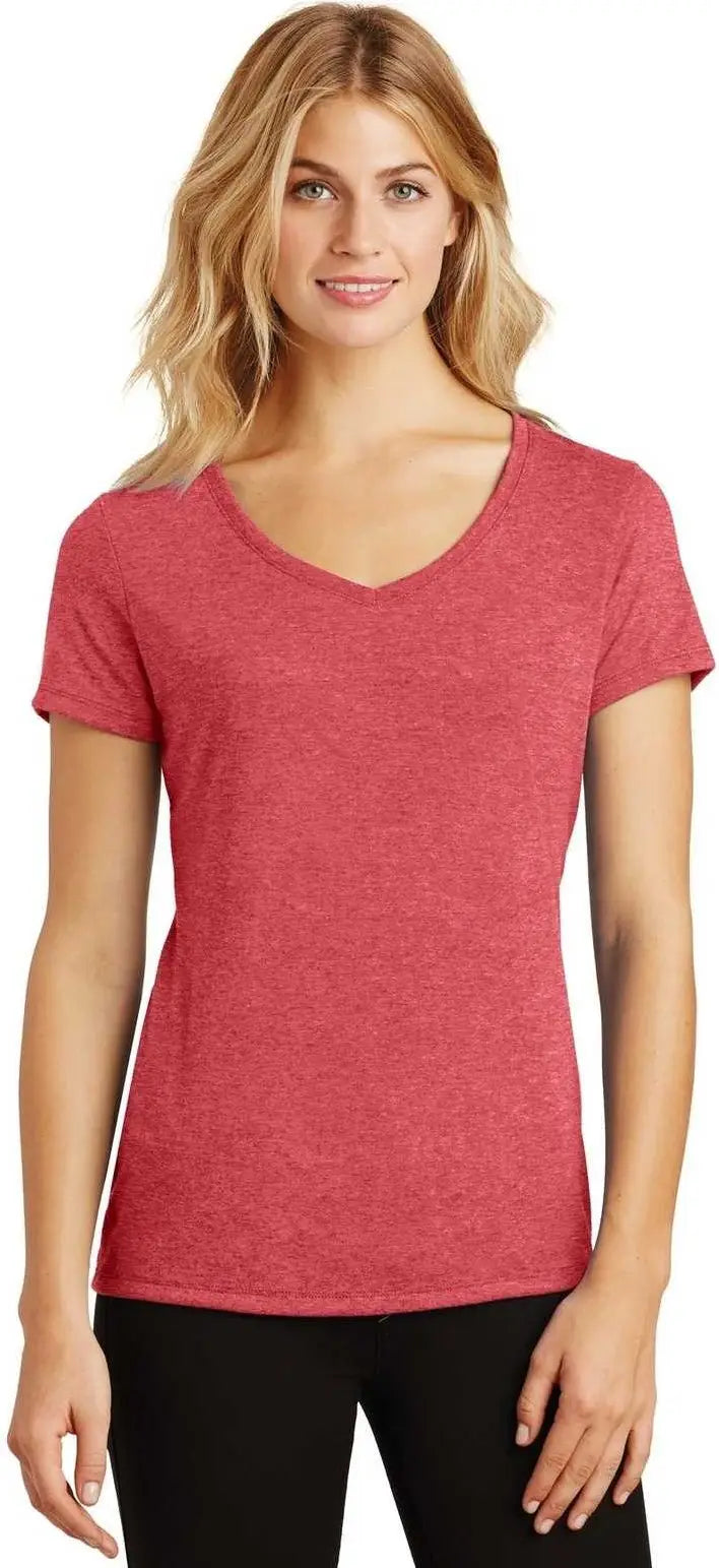 District Dm1350l Women’s Perfect Tri V-neck Tee - Red Frost