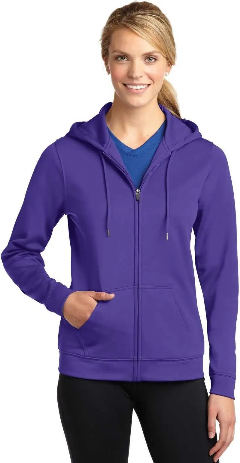 Sport-tek Lst238 Ladies Sport-wick Fleece Full-zip Hooded Jacket - Purple