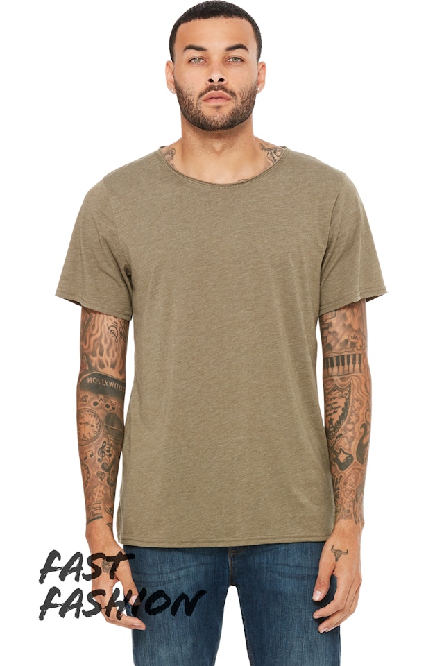 BELLA + CANVAS 3414C FWD Fashion Triblend Raw Neck Tee - 3414 - Olive Triblend