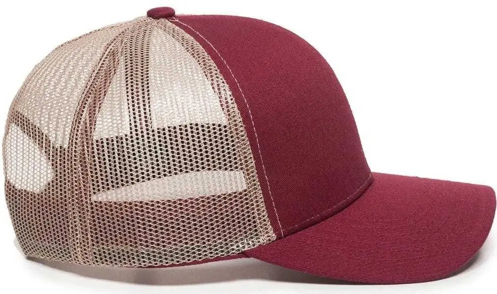 Oc Sports Mbw-600 Team Adjustable Mesh Back Ball Cap - Maroon Khaki - 6 7/8’’ - 7 1/2’’