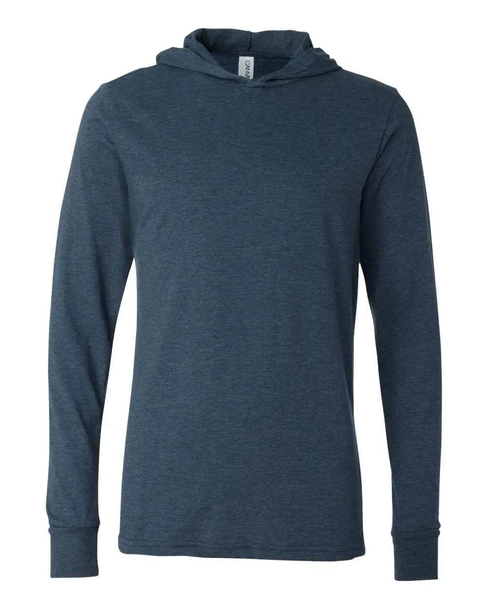 Bella + Canvas 3512 Jersey Hooded Long Sleeve Tee - Heather Navy