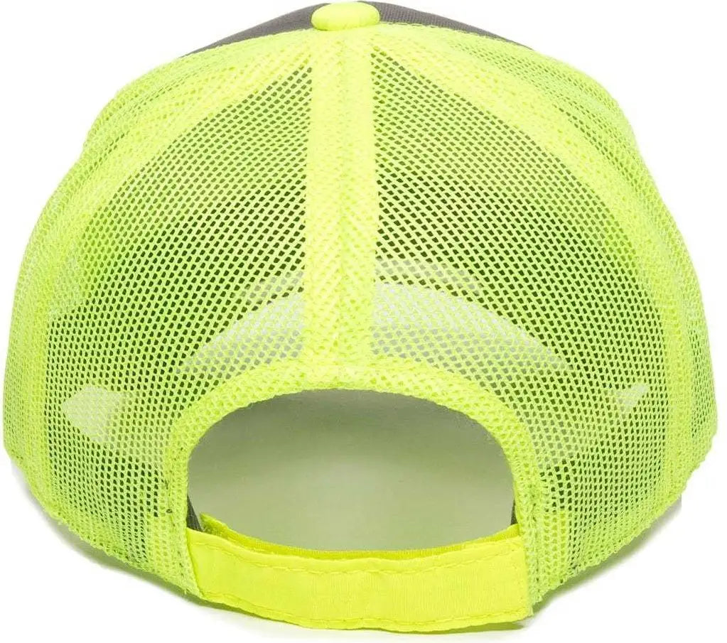 Oc Sports Gwt-101m Adjustable Mesh Back Cap - Charcoal Neon Yellow - Dark Gray / 6 7/8’’ - 7 1/2’’