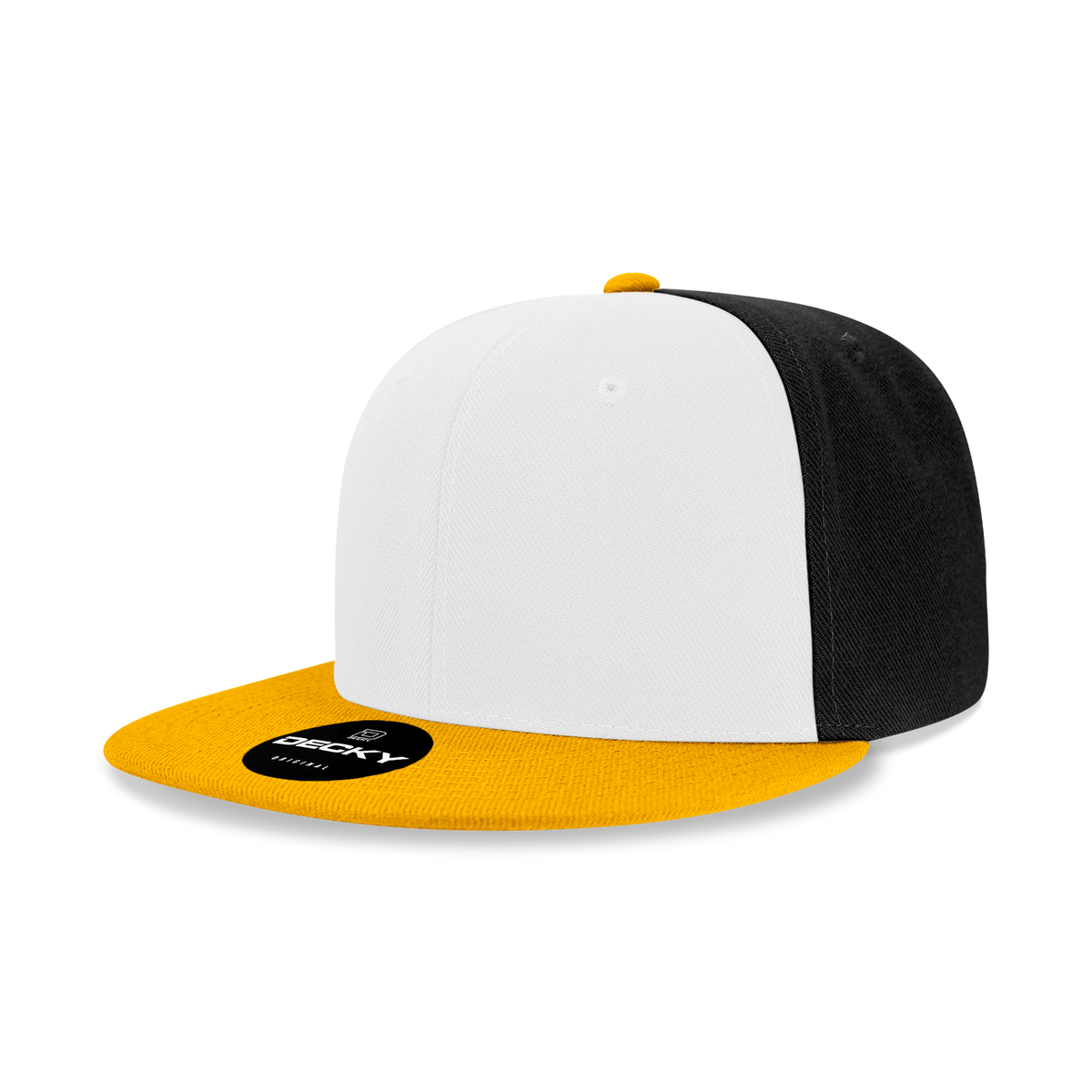 Decky 6020 High Prof 6 Panel Snapback Cap - Gold White Black