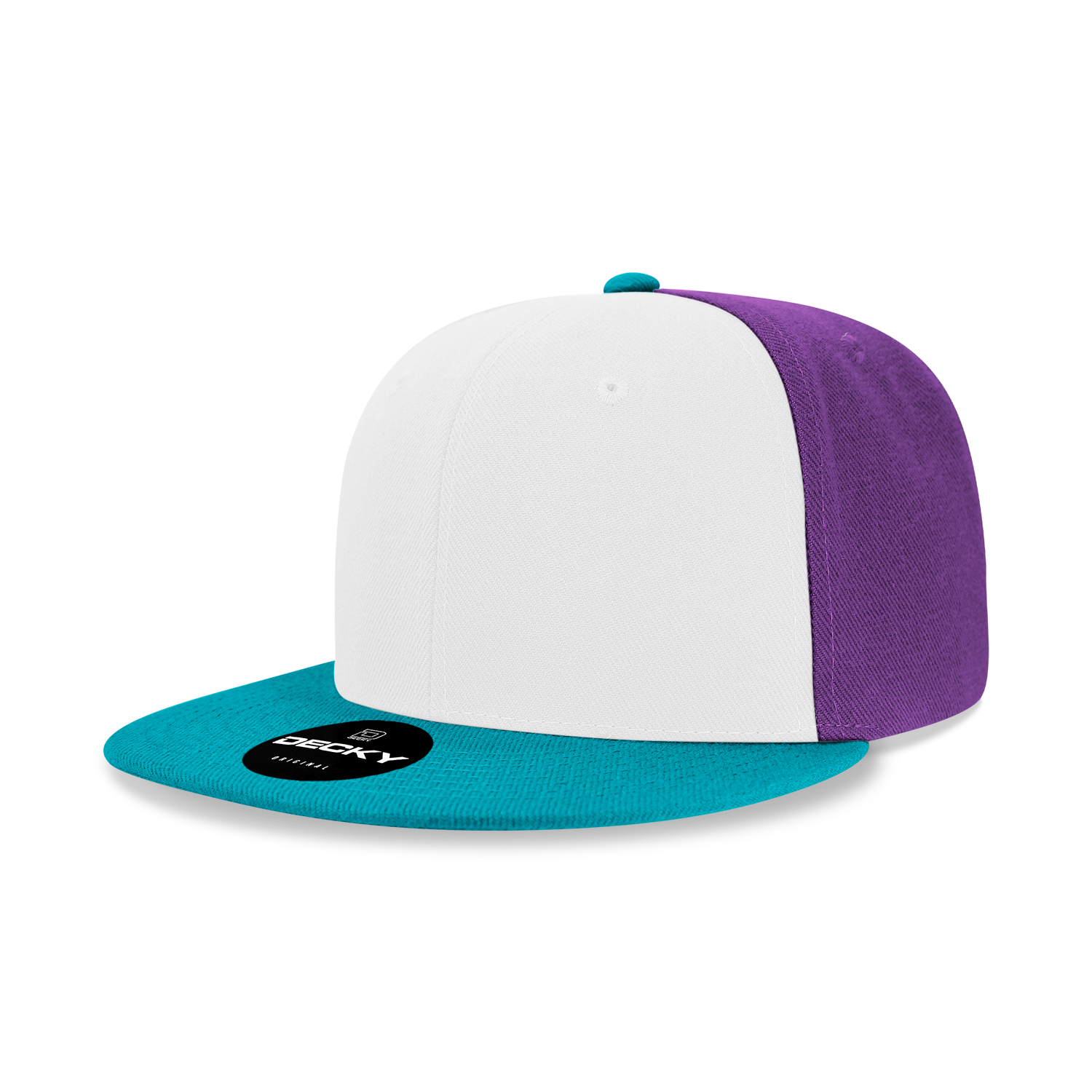Decky 6020 High Prof 6 Panel Snapback Cap - Teal White Purple