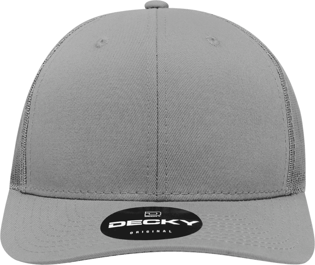 Decky 6021 Mid Profile 6 Panel Poly Cotton Trucker Cap - Gray - one Size Fits Most