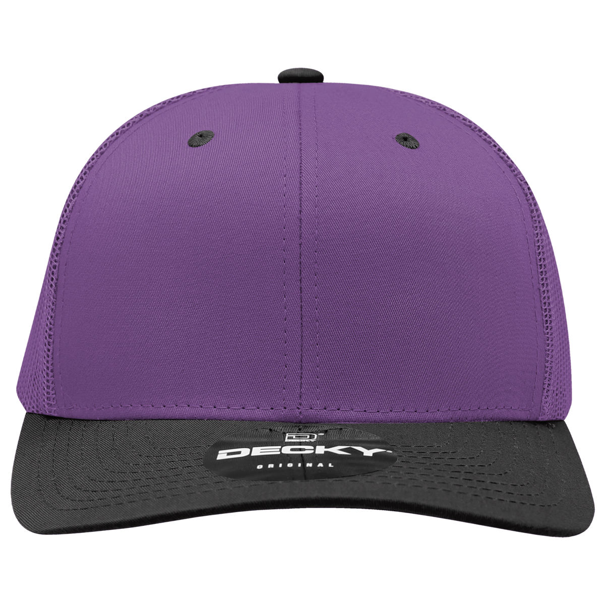 Decky 6021 Mid Profile 6 Panel Poly Cotton Trucker Cap - Purple Black