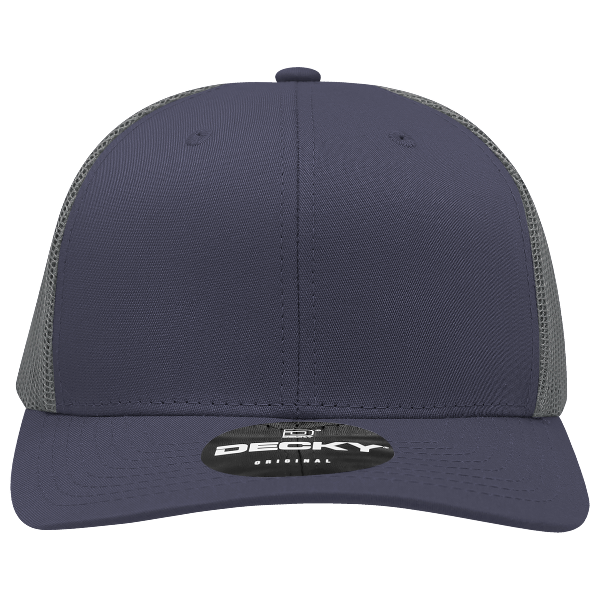 Decky 6021 Mid Profile 6 Panel Poly Cotton Trucker Cap - Navy Charcoal