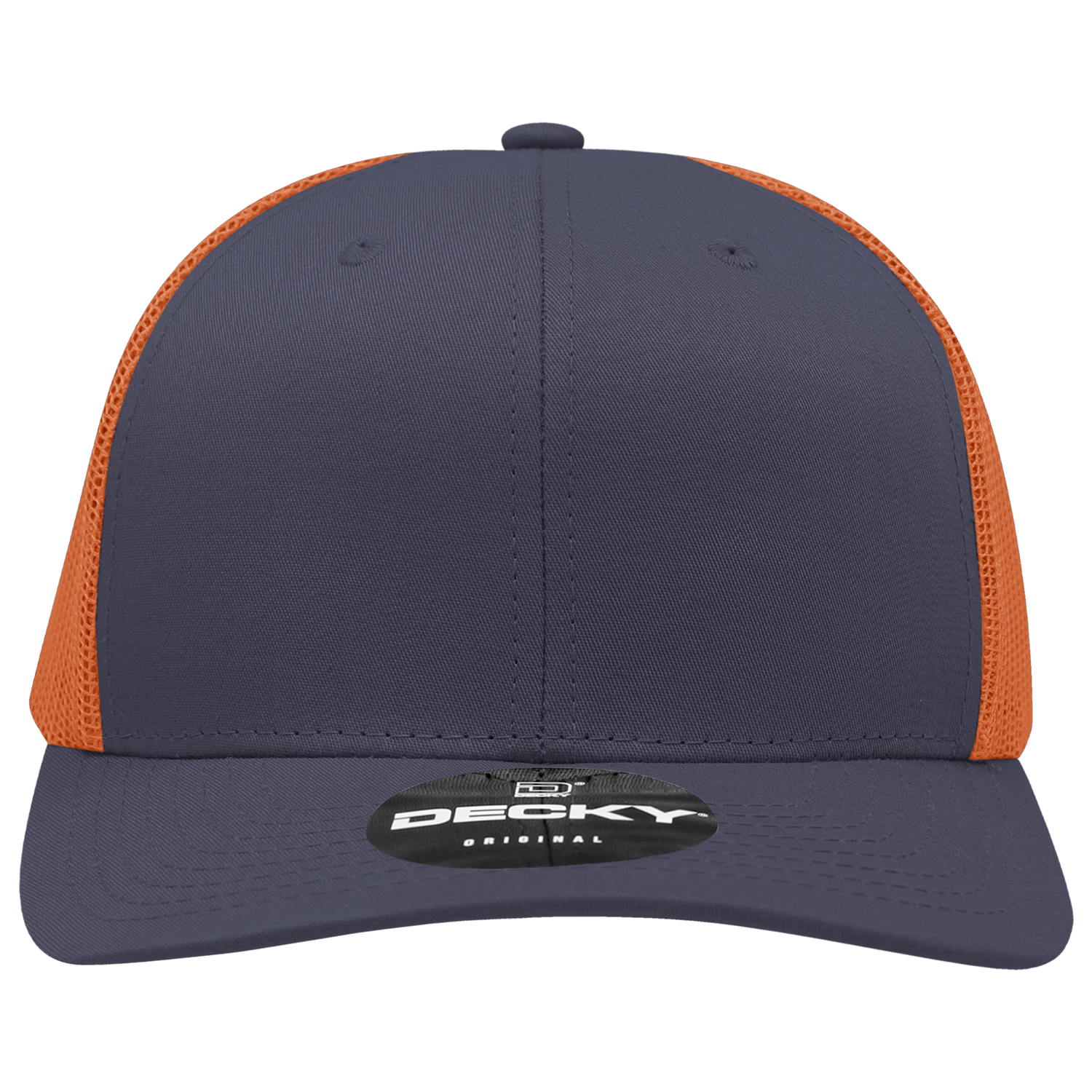 Decky 6021 Mid Profile 6 Panel Poly Cotton Trucker Cap - Navy Orange