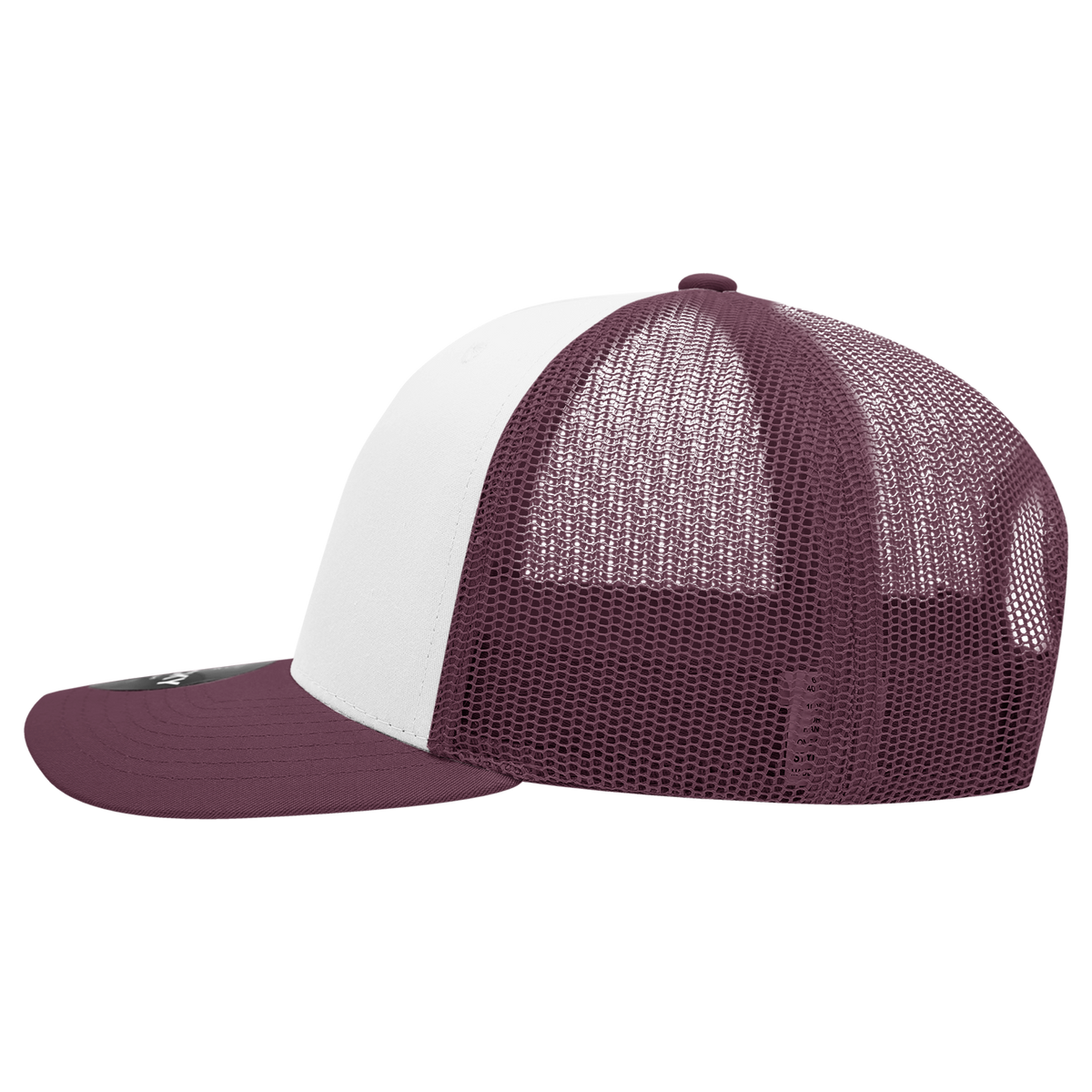 Decky 6021 Mid Profile 6 Panel Poly Cotton Trucker Cap - Maroon White Maroon