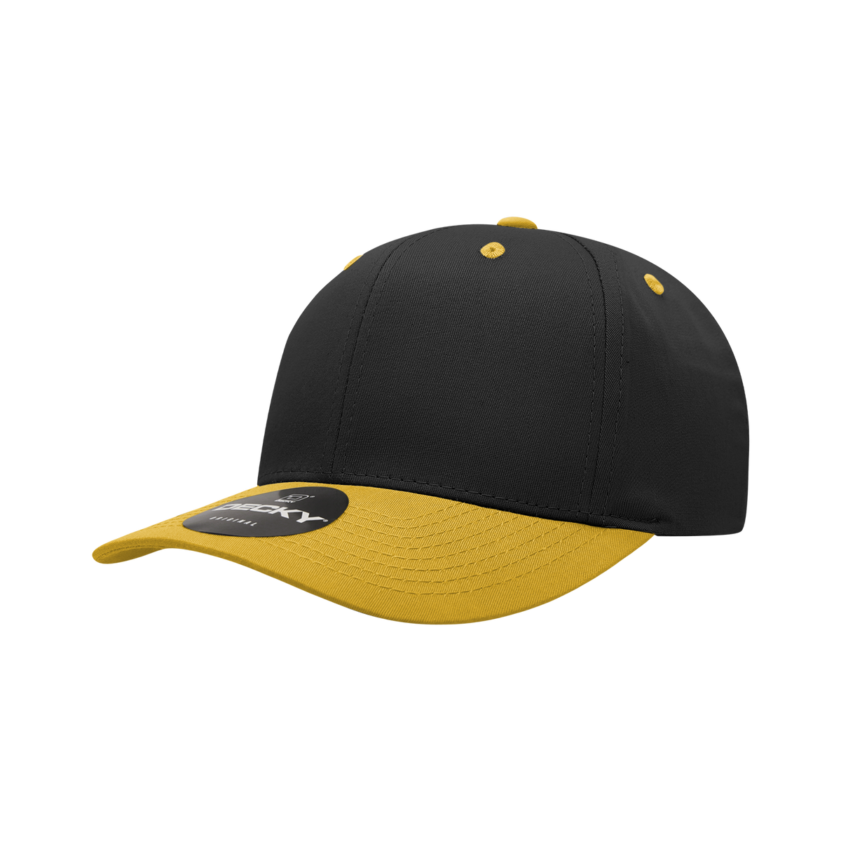 Decky 6022 6 Panel Mid Profile Structured Cotton Blend Cap - Black Gold