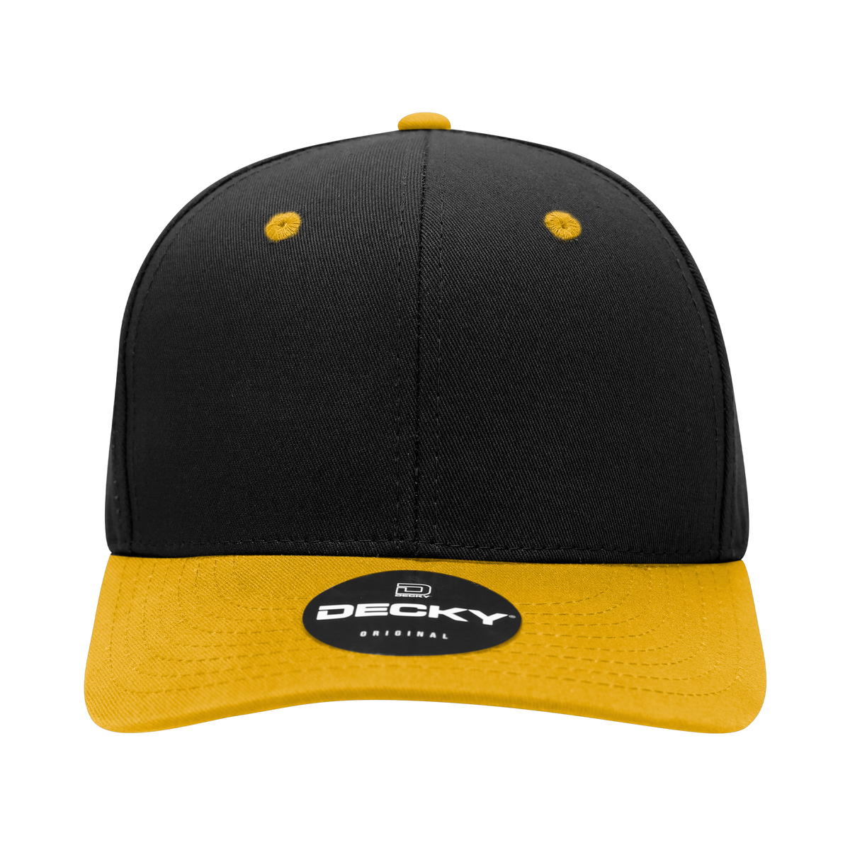 Decky 6022 6 Panel Mid Profile Structured Cotton Blend Cap - Black Gold