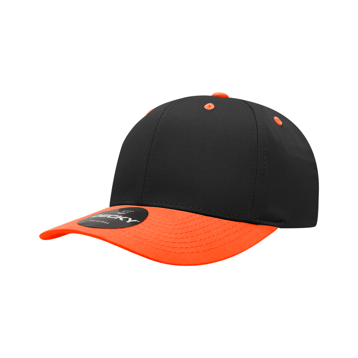Decky 6022 6 Panel Mid Profile Structured Cotton Blend Cap - Black Orange