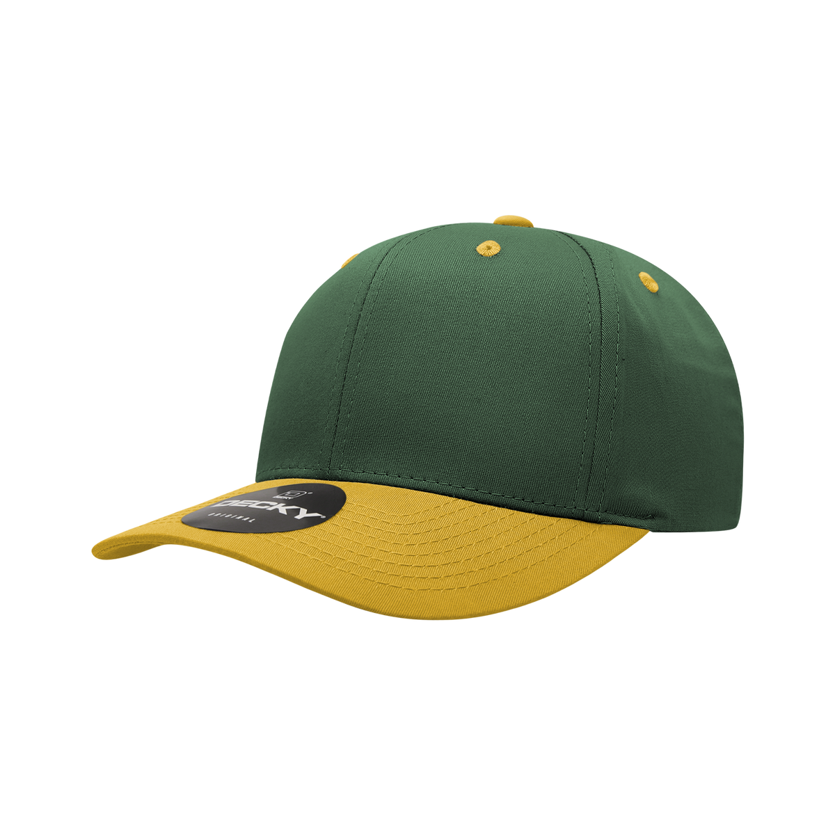 Decky 6022 6 Panel Mid Profile Structured Cotton Blend Cap - Forest Gold