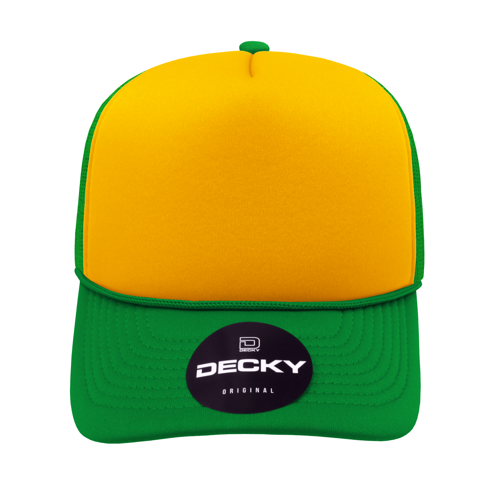 Decky 6025 Mid Profile 6 Panel Poly Cotton Trucker Cap - Kelly Gold Kelly