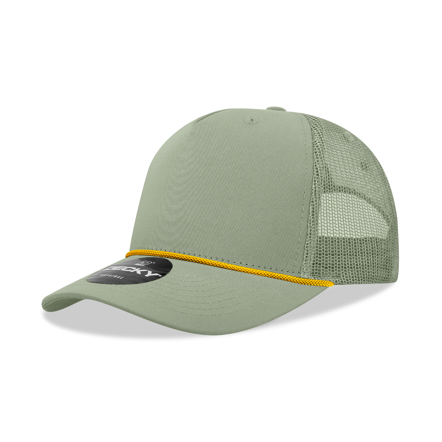 Decky 6040 5 Panel Mid Profile Structured Cotton/Poly Blend Trucker with Rope - Loden Amber