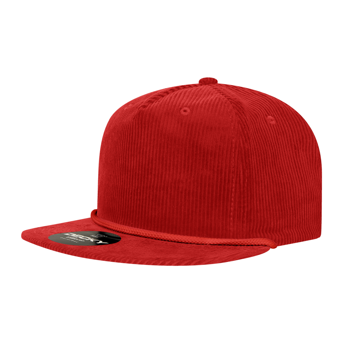 Decky 6043 5 Panel High Profile Relaxed Corduroy Rope Hat - Red