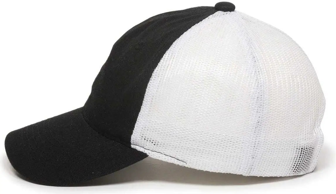 Oc Sports Fwt-130 Garment Wash Mesh Back Baseball Cap - Black White