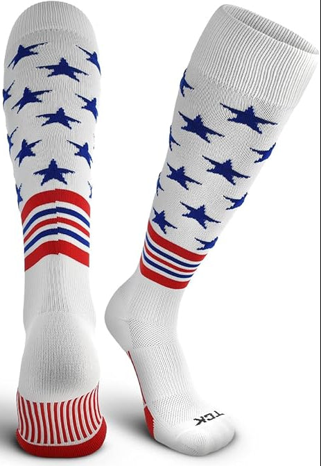 TCK Usa Freedom Knee High Socks - White Royal Scarlet