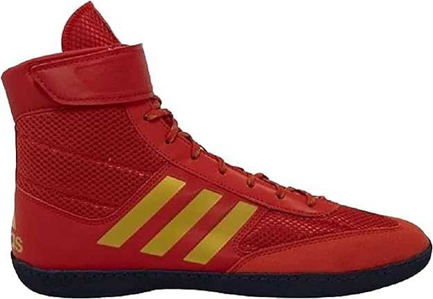 Adidas 224 Combat Speed 5 Wrestling Shoes - Red Matelic Gold Navy - HIT a Double - 1