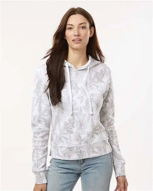 Mv Sport W24105 Women’s Maddie Floral Print Hooded Sweatshirt - Ash