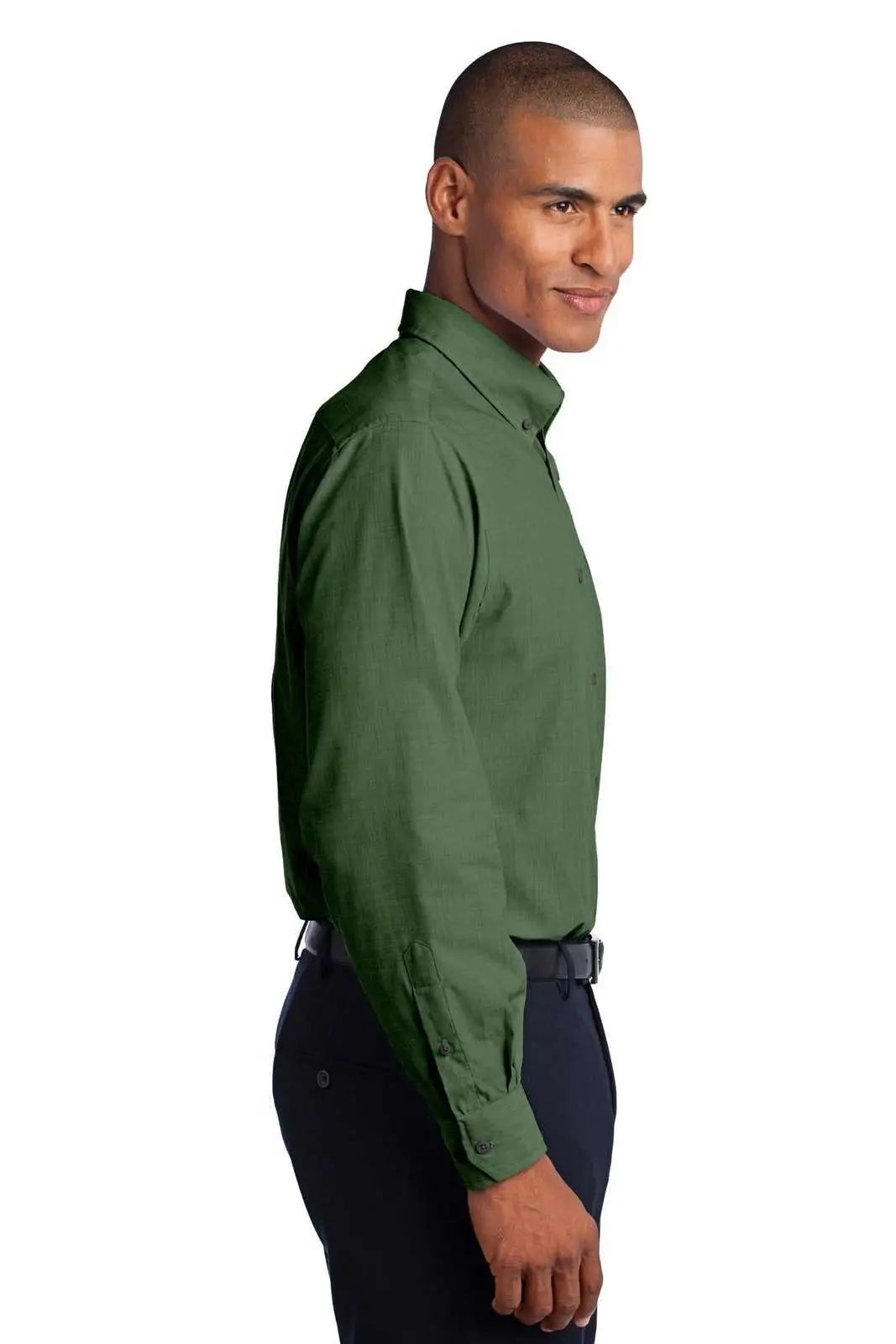 Port Authority S640 Crosshatch Easy Care Shirt - Dark Cactus Green