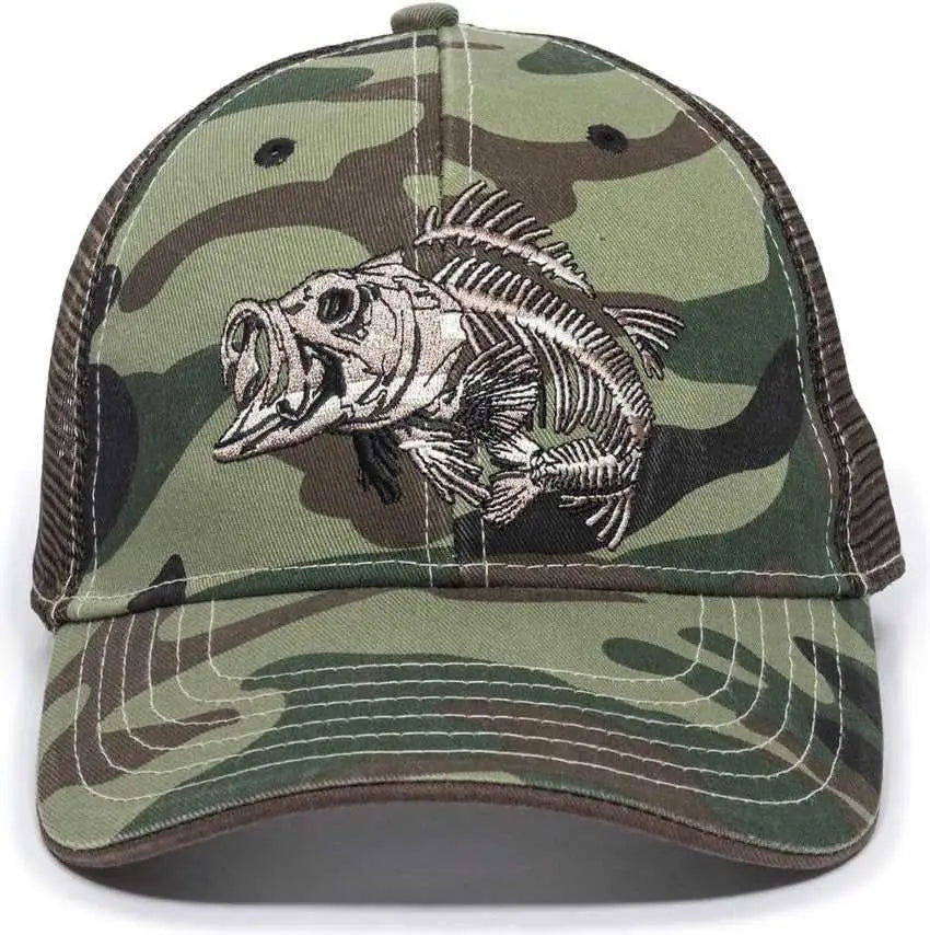 Oc Sports Bon-022 Fishing Adjustable Mesh Back Cap - Generic Camo Brown - Green / 6 7/8’’ - 7 1/2’’