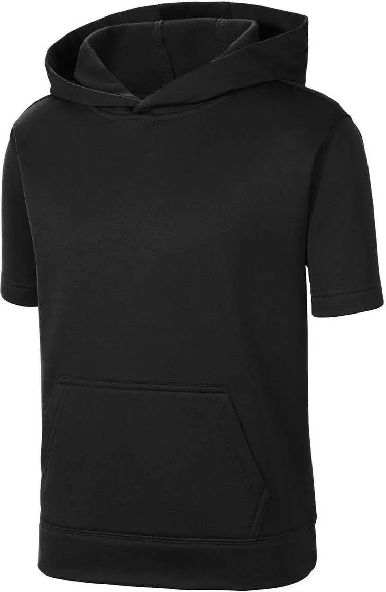 Sport-tek Yst251 Youth Sport-wick Fleece Short Sleeve Hooded Pullover - Black