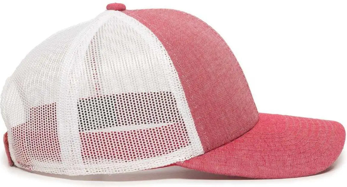 Oc Sports Mbw-800cb Adjustable Mesh Back Cap - Heathered Red White - 6 7/8’’ - 7 1/2’’