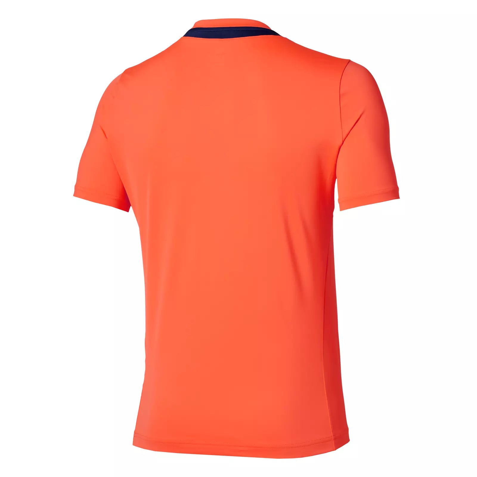 Mizuno 650003 Racquet Sports Men's Tee - Lava Orange Beacon Blue, front view