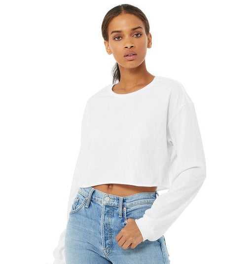 Bella + Canvas 6501B Fwd Fashion Ladies&#39; Cropped Long-Sleeve T-Shirt - White - HIT a Double - 1