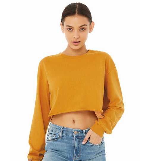 Bella + Canvas 6501B Fwd Fashion Ladies&#39; Cropped Long-Sleeve T-Shirt - Mustard - HIT a Double - 1
