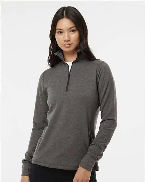 J. America 8433 Women’s Omega Stretch Quarter-zip Pullover - Charcoal Triblend