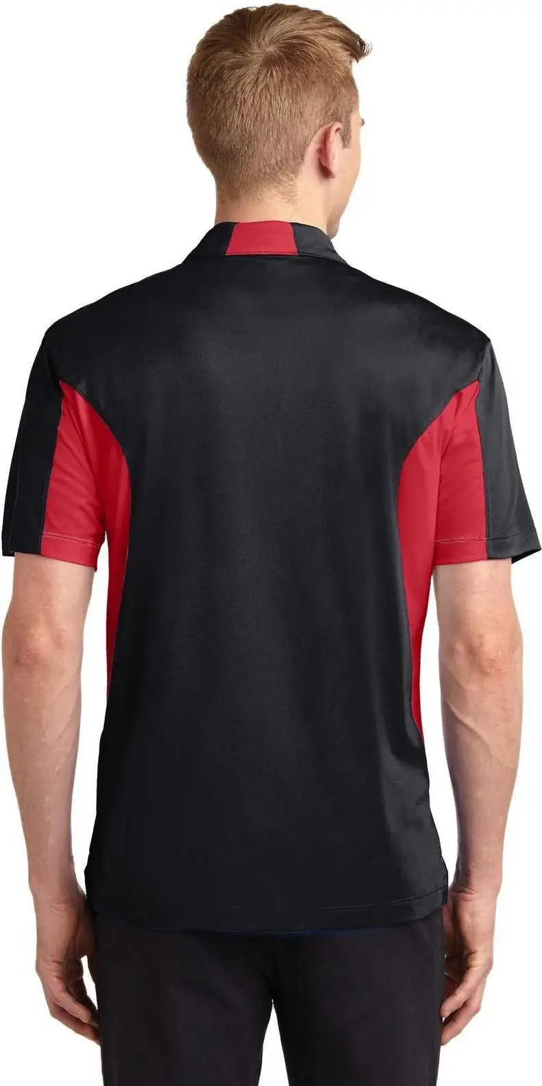 Sport-tek Tst655 Tall Side Blocked Micropique Sport-wick Polo - Black True Red