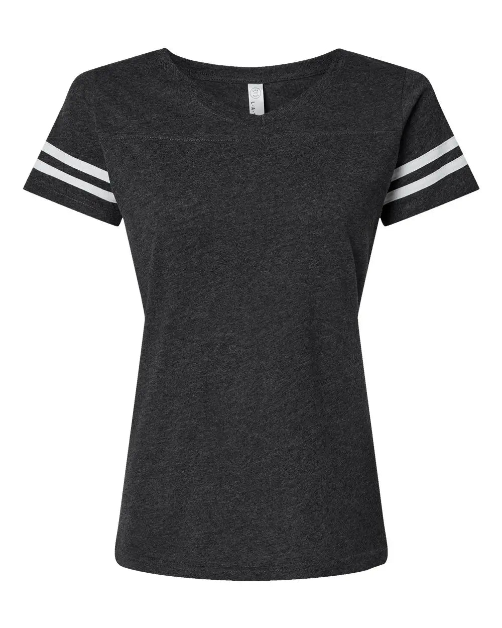 Lat 3537 Women’s Football V-neck Fine Jersey Tee - Vintage Smoke White - Gray / s
