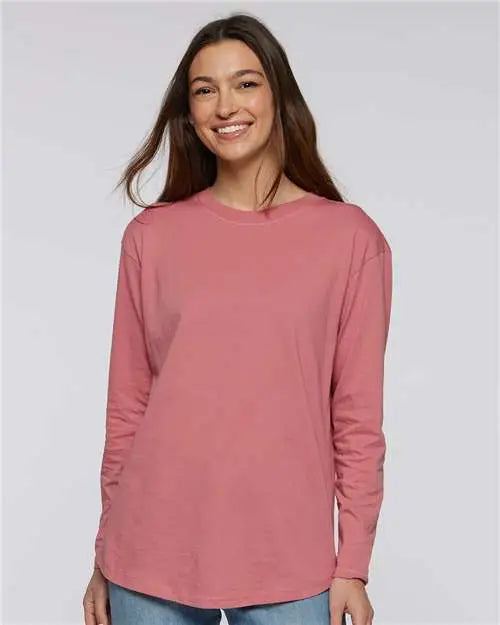 Lat 3508 Women’s Fine Jersey Long Sleeve Tee - Mauvelous