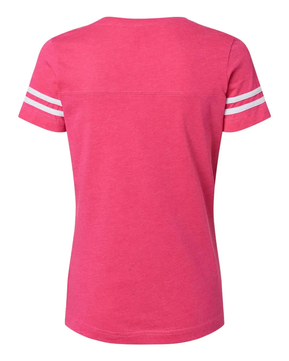 Lat 3537 Women’s Football V-neck Fine Jersey Tee - Vintage Hot Pink White - s