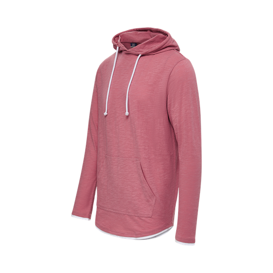 Side view of Orchid Ice Unisex Miles Slub Hooded Long Sleeve T-Shirt 24401