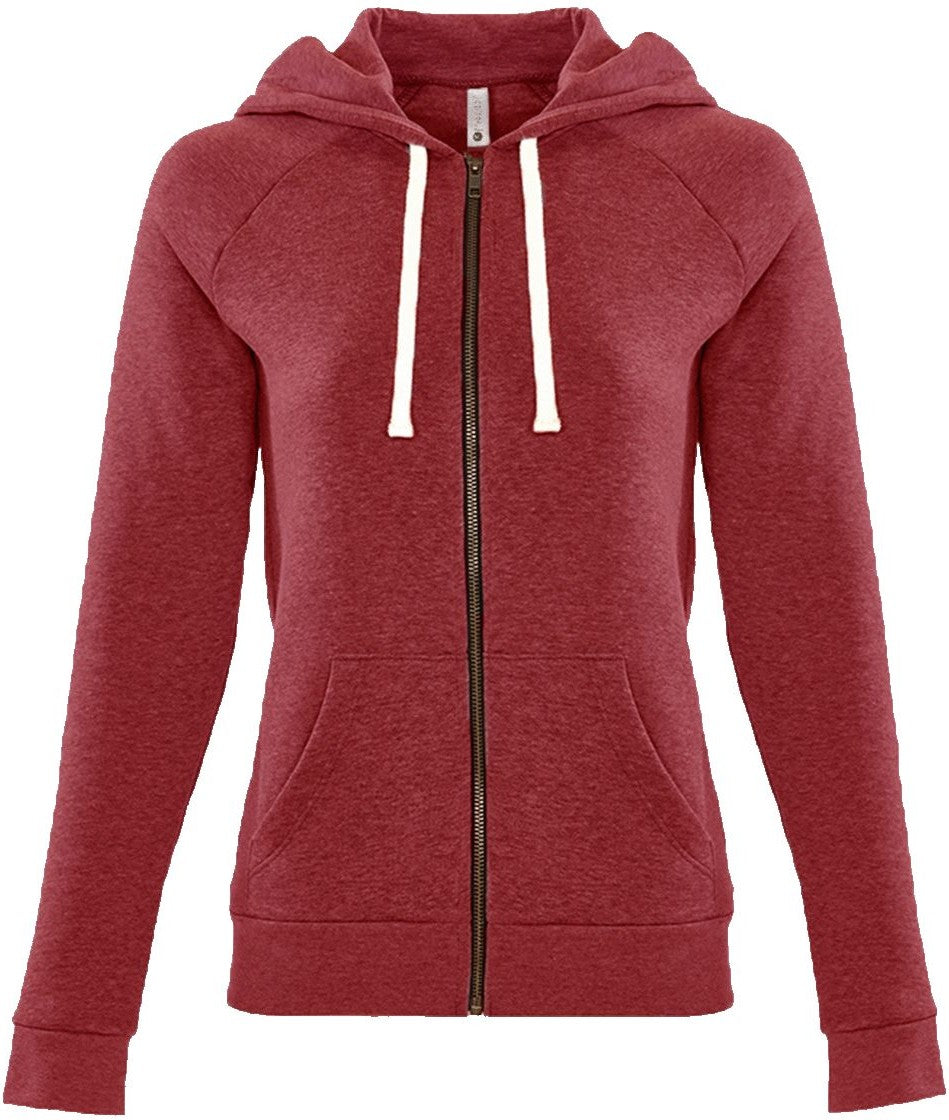 Next Level 9603 Women's Malibu Raglan Full-Zip Hoodie - Heather Cardinal