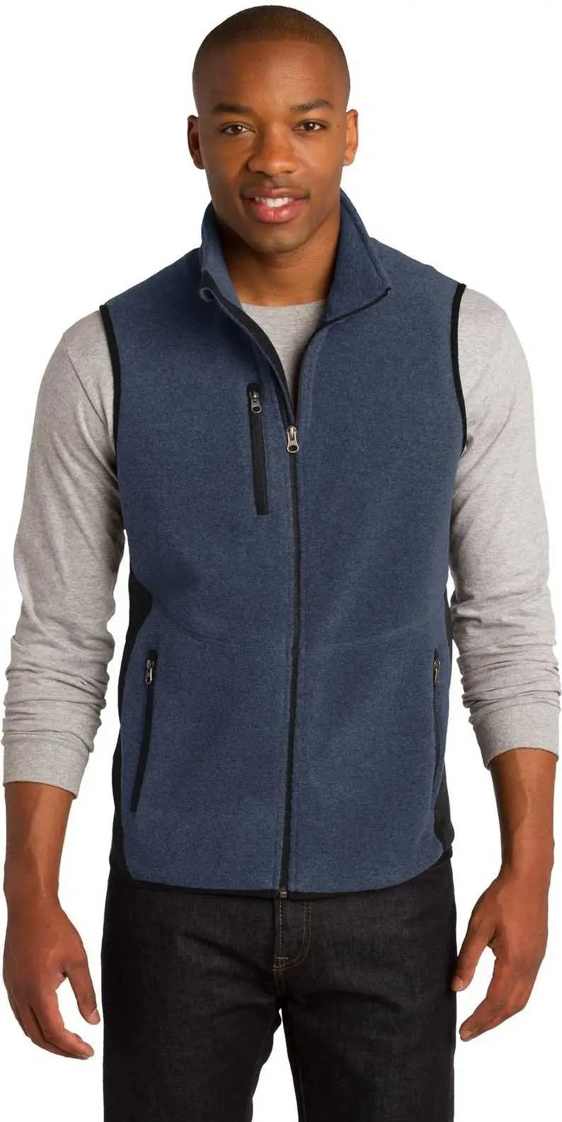 Port Authority F228 R-tek Pro Fleece Full-zip Vest - Navy Heather Black