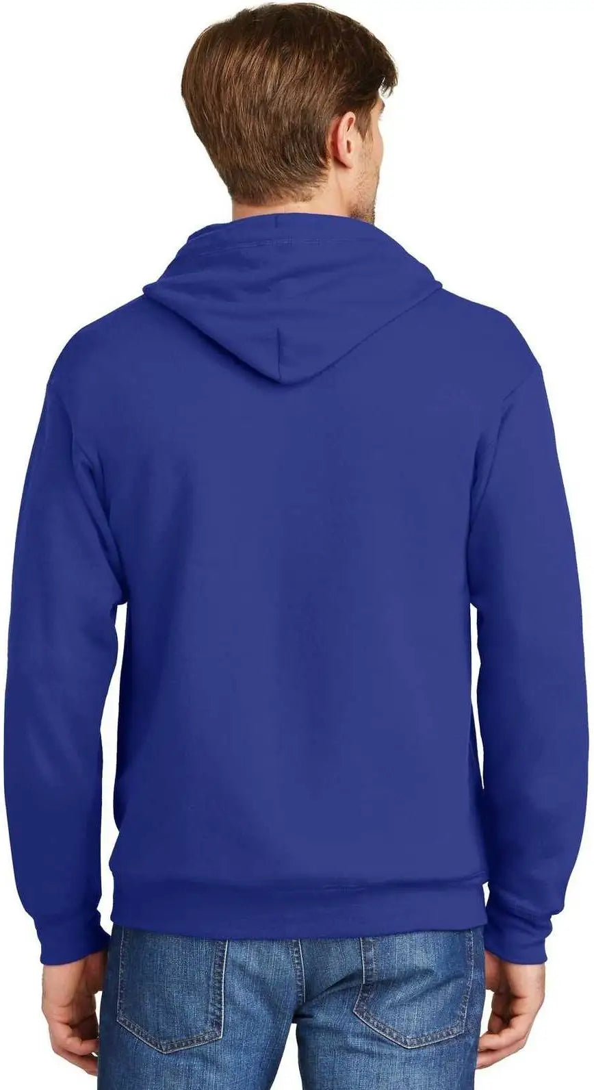 Hanes P180 Ecosmart Full-zip Hooded Sweatshirt - Deep Royal