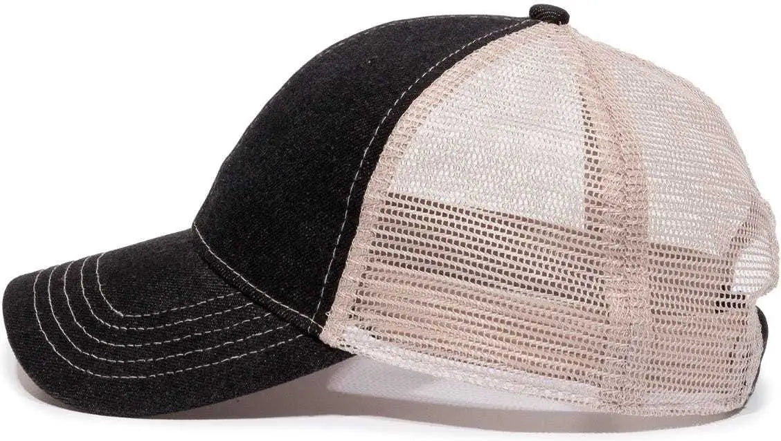 Oc Sports Dn-200m Adjustable Mesh Back Cap - Black Denim Putty - Sand / 6 7/8’’ - 7 1/2’’