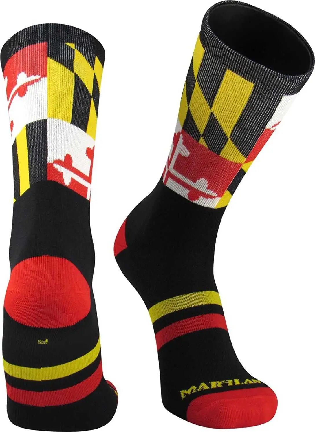 Tck Flag Maryland V3 Crew Socks - Black Gold White Scarlet