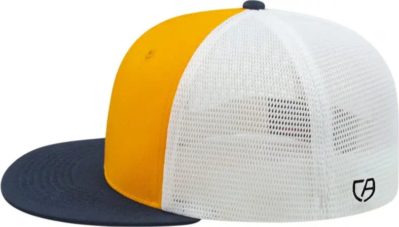 Cap America I8501 Flexfit Performance Trucker Mesh Back - Athletic Gold Navy White